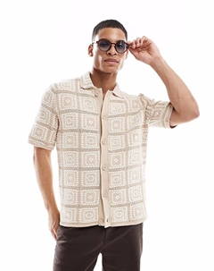 Вязаная крючком рубашка бежевого цвета Only & sons