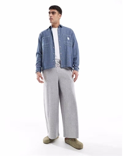 Широкие брюки-джоггеры серого меланжевого цвета Asos design