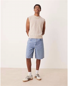 Длинные джинсовые шорты в цвете полувыбеленный синий Asos design