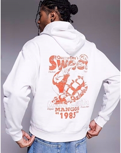 Толстовка свободного кроя с принтом Mango белого цвета Asos design