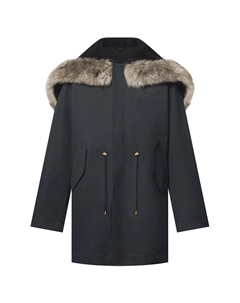 Зимняя парка с капюшоном из овчины, серый Louis vuitton