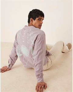 Текстурированная рубашка свободного кроя с принтом от сиреневого цвета Asos design