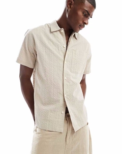 Рубашка Premium из ткани сирсакер кремового цвета Jack & jones