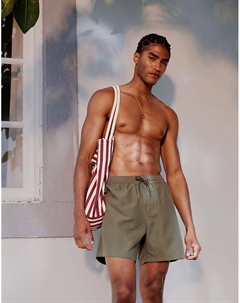 Плавки средней длины цвета хаки Asos design