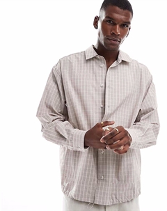 Рубашка свободного кроя в клетку светло-серого цвета от Asos design