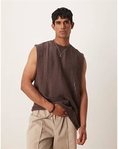 Майка свободного кроя с заниженной проймой из коричневой фактуры Asos design