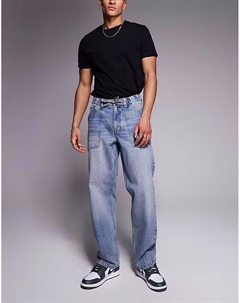 Мешковатые джинсы со шнурком светло-голубого цвета с оттенком Asos design