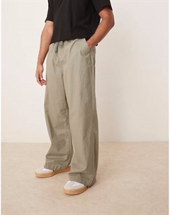 Брюки-парашюты из льняной смеси цвета хаки Asos design