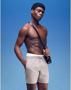 Плавки-шорты средней длины серого цвета Asos design