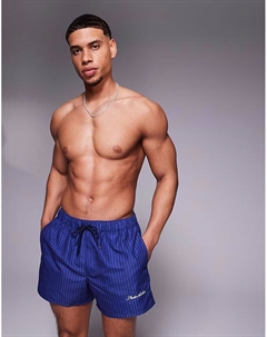 Короткие шорты для плавания в темно-синюю полоску с принтом Asos design