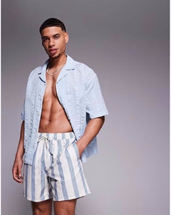 Плавки-шорты средней длины в синюю полоску Asos design