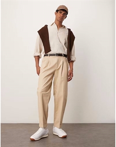 Элегантные свободные зауженные брюки-чинос из хлопка цвета камня Asos design