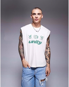 Свободная майка кремового цвета с надписью «Sport» Asos design