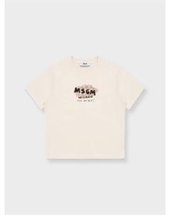 Футболка с лого, кремовая Msgm