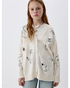 Вязаный кардиган с жаккардовым принтом для девочек Sela