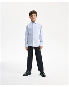 Сорочка с длинным рукавом для мальчика голубая приталенного силуэта Gulliver