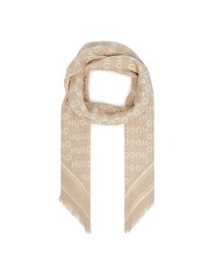 Шарф из смесового хлопка с принтом Hugo