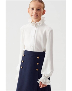 Блуза с гофрированным воротником и манжетами Смена