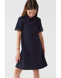 Платье трикотажное с коротким рукавом и кружевом Смена