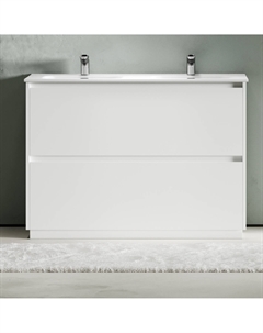 Тумба под раковину без столешницы Libra Floor 120 двойная, белый глянец Sancos