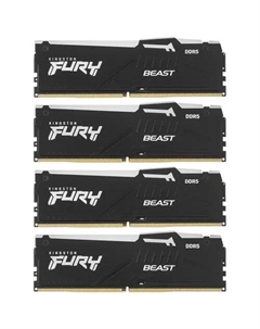 Комплект памяти DDR5 DIMM 64Gb (4x16Gb), 6000MHz, CL40, 1.35V,, Fury Beast Black RGB (KF560C40BBAK4-64) Retail Kingston