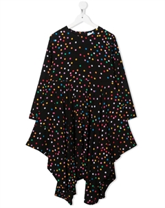 Платье с драпировкой и принтом в горох, черный Stella mccartney kids