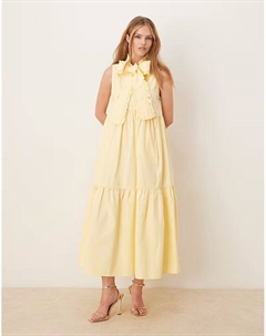 Рубашка миди с бантом x ASOS лимонного цвета Sister jane