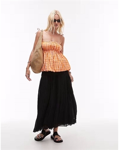 Юбка миди со сборками, черная Mango