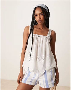 Топ на бретелях с вышивкой белого цвета Jdy