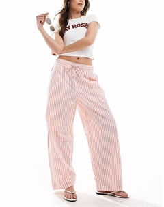 Брюки-бочонки из сирсакера в розовую полоску Asos design