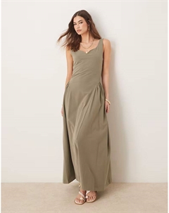 Летнее платье макси с пышной юбкой в цвете шалфея Asos design