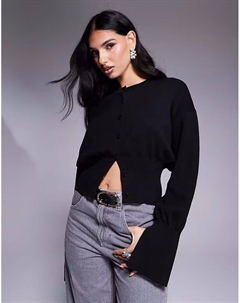 Вязаный кардиган с завязками черного цвета Asos design