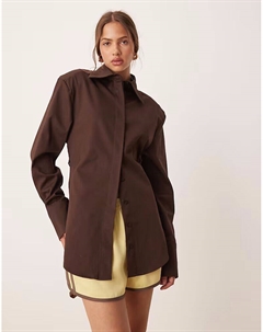 Рубашка с подплечниками и завязками на спине шоколадного цвета Asos design