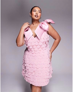 Мини-платье с бантом и диском на плече Curve светло-розового цвета Asos luxe