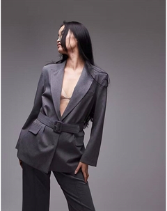 Свободный блейзер с поясом темно-серого цвета Asos design