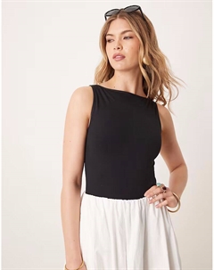 Боди бесшовное с вырезом-лодочкой черного цвета Asos design