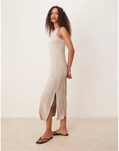 Фактурное платье без рукавов мидакси в каменном цвете Jdy