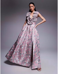 Платье макси с корсажем и заниженной талией из жаккарда с мелким цветочным принтом Asos luxe