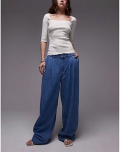 Джинсы свободного кроя Melissa со складками спереди светло-голубого цвета Mango