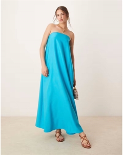 Платье-бандо макси Cupro бирюзового цвета Asos design