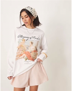 Толстовка с длинным рукавом и принтом лицензии национальной галереи белого цвета Asos design