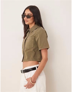 Укороченная джинсовая рубашка цвета хаки от Asos design