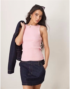 Трикотажный топ на бретелях с косым вырезом розового цвета Asos design