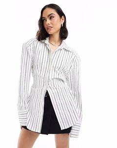 Рубашка с подплечниками и завязками сзади, черная в тонкую полоску Asos design