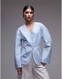 Рубашка с застежкой на талию и рукавами-коконами синего цвета Asos design