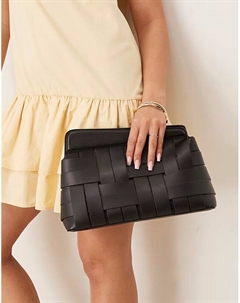 Сумка-клатч асимметричного плетения черного цвета Asos design