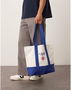 Холщовая сумка-тоут с рисунком белого и синего цветов Asos design