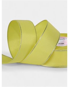 Лента репсовая, с серебряным люрексом, 40 мм, 23±1 м, желтая №015 Арт узор