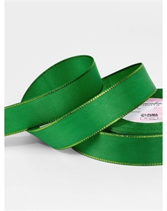 Лента репсовая, с золотым люрексом, 25 мм, 23±1 м, зеленая №019 Арт узор