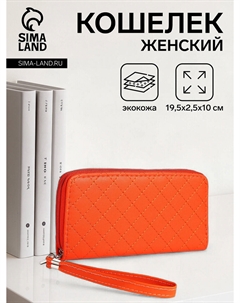 Кошелек женский на молнии с ремешком, 19.5×2.5×10 см, оранжевый Nobrand